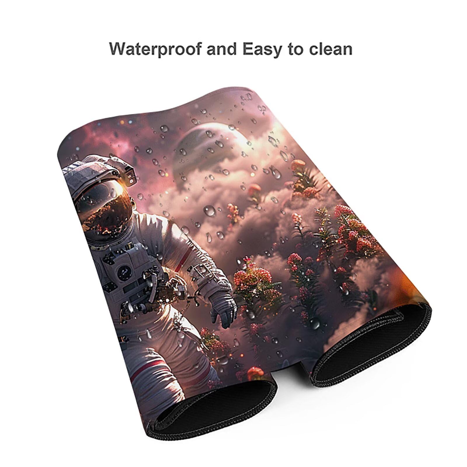 Astronauta Alfombrilla Ratón Gaming XXL 1500 x 800 mm, Alfombrilla Gaming Rosa Mousepad con Base de Goma Antideslizante, Impermeable Desk Mat para Teclado y Raton, Accesorios Gaming, Regalos 7-T