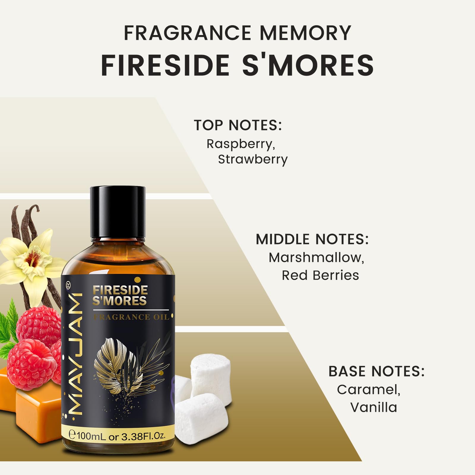 MAYJAM Aceite de S'mores Junto A La Chimenea 100ml, Aceite De Fragancia De S'mores Junto A La Chimenea para Difusor de Aceites Esenciales, Aromaterapia, DIY — view 4