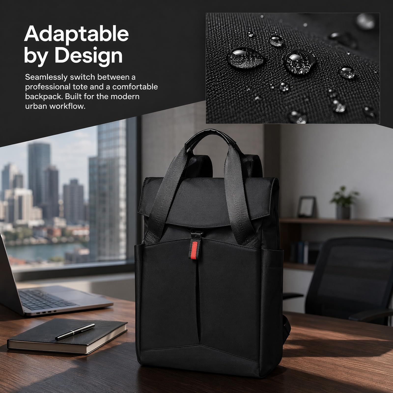 Unisex 15-calowy laptop Cabriolet plecak, 3-drogowy odporny na zużycie Business Daypack torba na ramię Satchel dla podróży do dojazdu