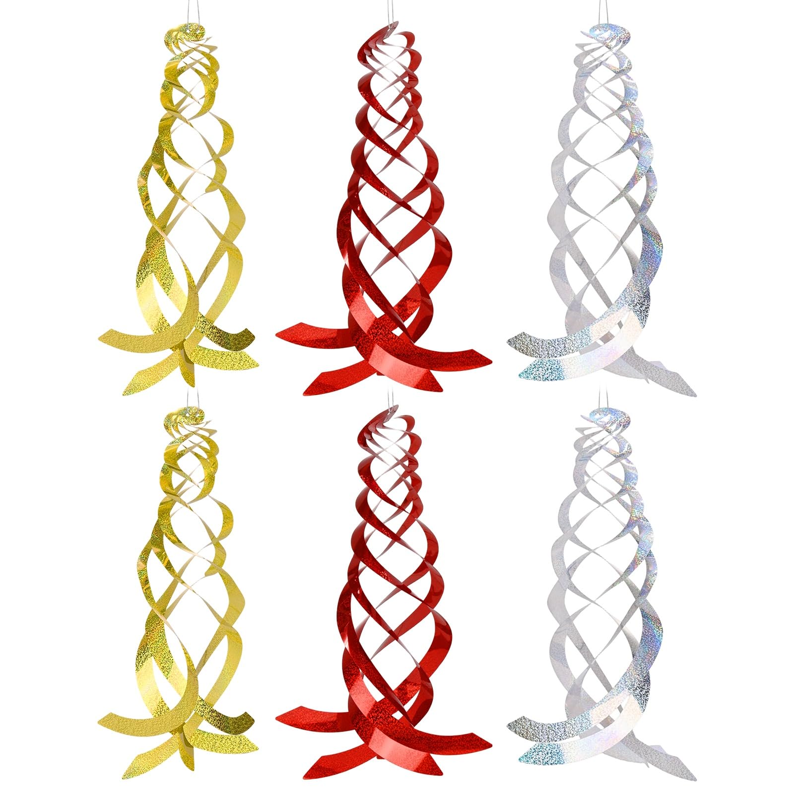 M METERXITY 6-Pack Bird Repellent Spiral Reflectors, 17.8" Plastic Hanging Reflective Bird Deterrent Device for Yard/Balcony Window, Garden Decorative Scare Animal Away [Multicolor]