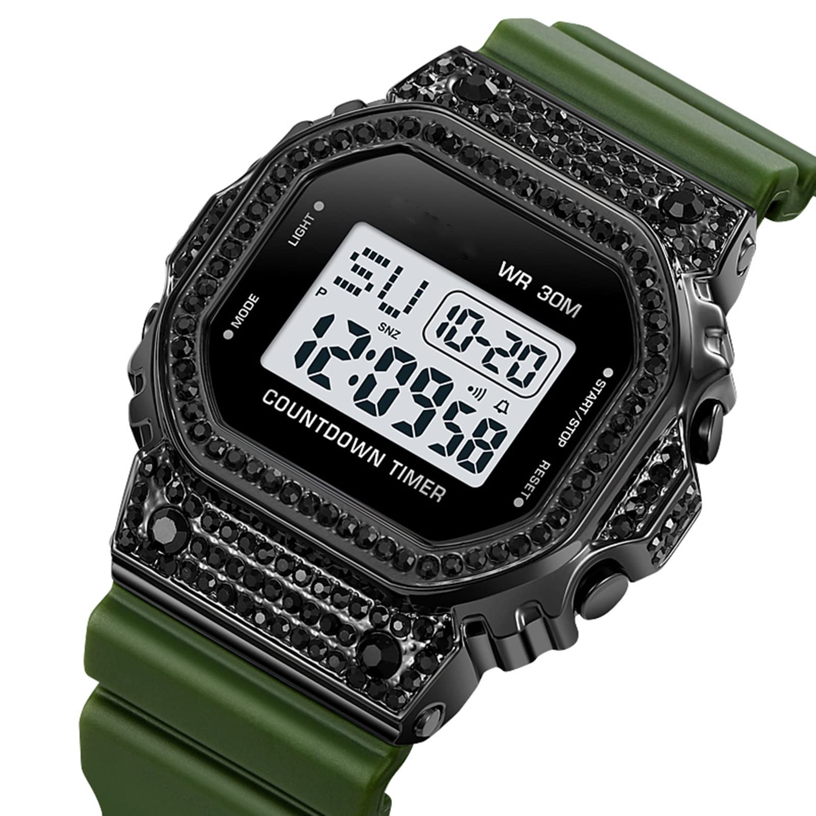 FANMIS Reloj de pulsera para hombre y mujer, casual, con luz de fondo, impermeable, cuadrado, deportivo, digital, electrónico
