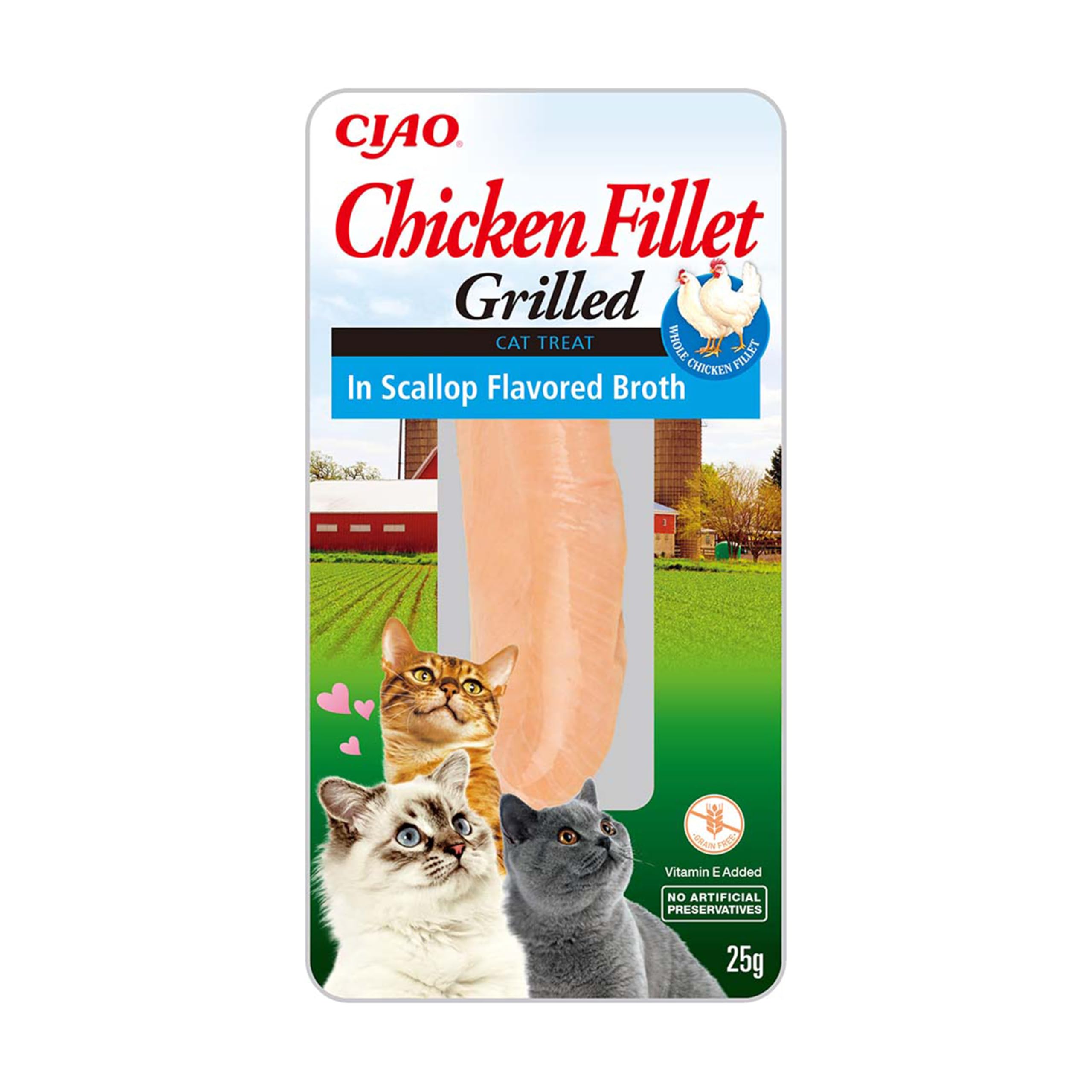 Grilled Chicken Fillet in Scallop Flavoured Broth by Inaba - 12 Packs (12x 25g total) / Cat Treat, Delicious & Healthy Snack, Food Topper, Pill Assist, Training Treat, Natural, Grain Free