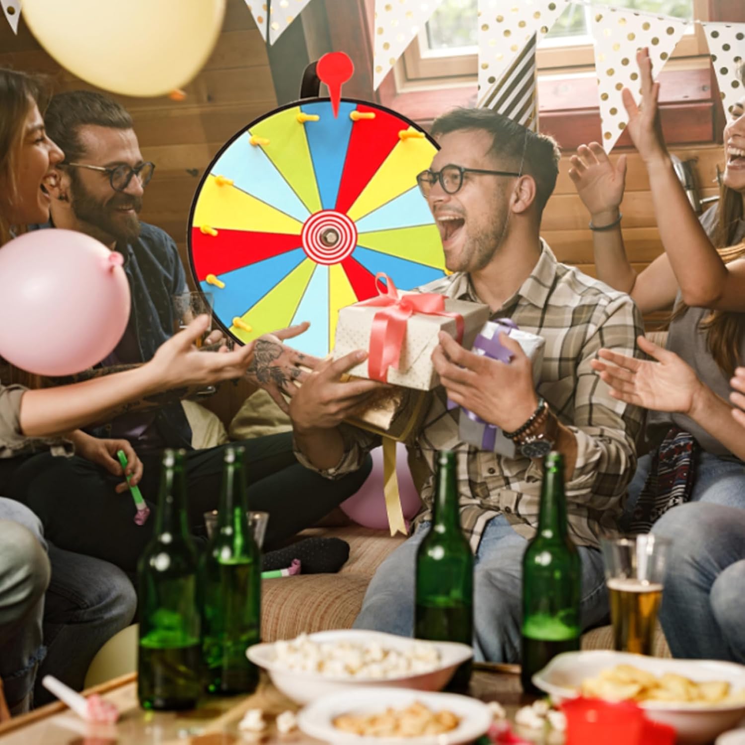 Spinning Wheel, Prize Wheel, 12 Inch 10 Slots Color Prize Spinner with Stand, Reusable Spinning with Dry Erase Marker and Eraser for Trade Show, Carnival for Daily Use