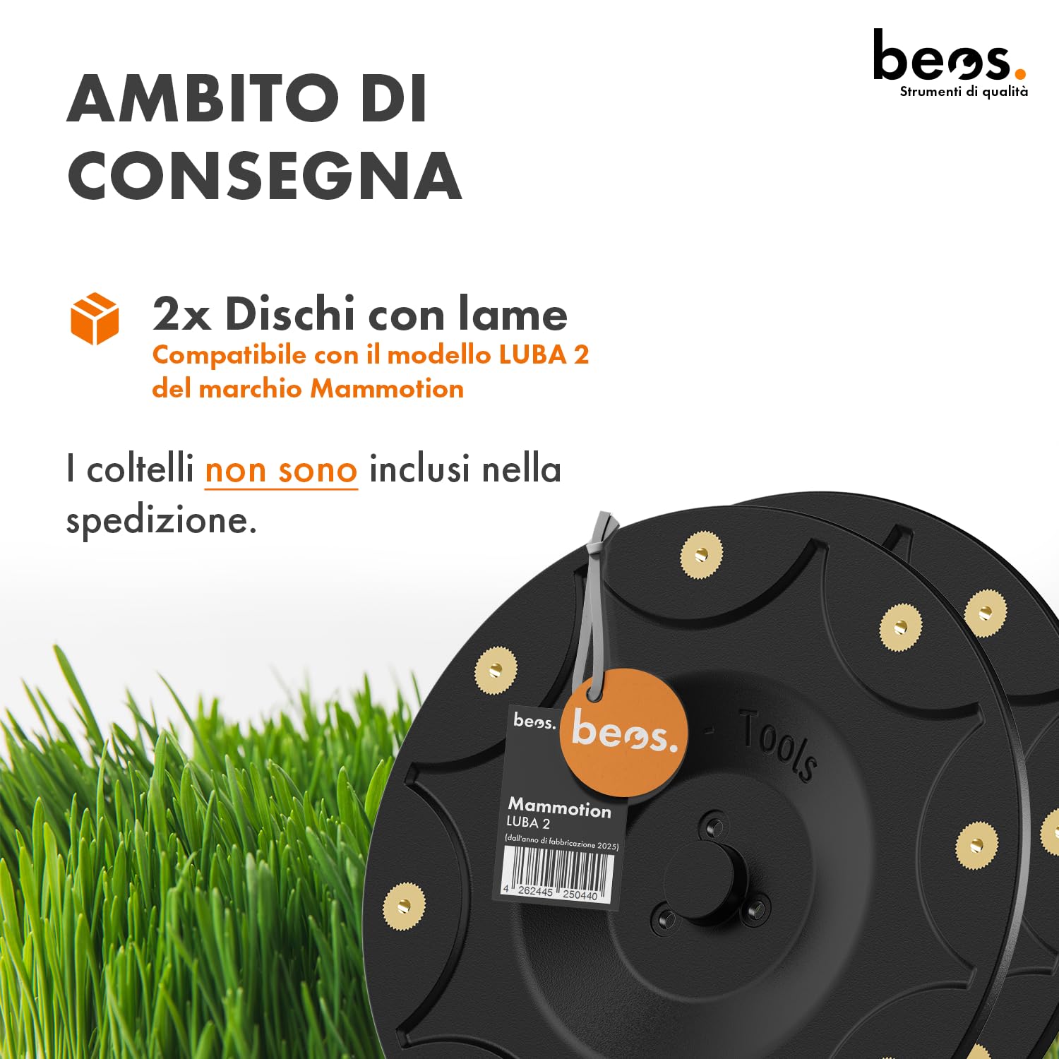 BEOS Dischi di Taglio per Robot Tosaerba Premium – Compatibili con Mammotion LUBA2 AWD (dal 2025 in Poi) – 2 Piatti di Taglio per 8 Lame – Dischi di Taglio rinforzati in Fibra di Vetro – Ø 173 mm -