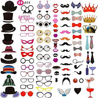 89Pz Photo booth props foto accessori fai da te colorati occhiali baffi labbra farfallino cappelli su bastoni per matrimonio partito,