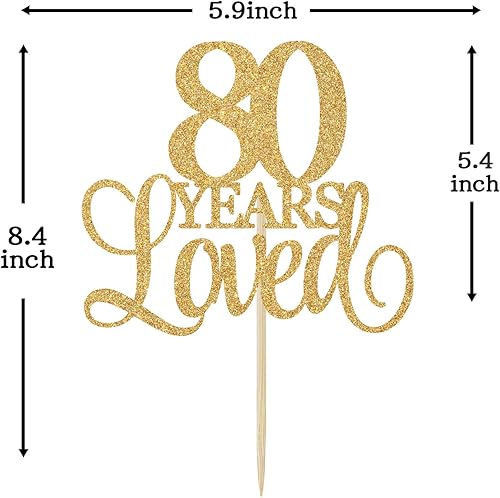 Miniatura 7 de Decoración para tartas de 80 años, con texto en inglés "Cheers to 80 Years", decoración para pastel de 80 cumpleaños, aniversario de boda,