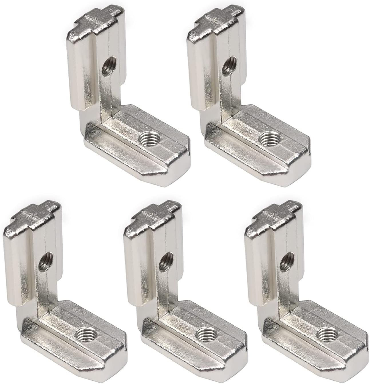 Yinpecly T Slot L-Shape Corner Bracket 4040 Series 90 Degree Zinc Alloy Interior Joint Bracket Suitable for 8mm Slot Aluminum Extrusion Profile Without Screws Silver Tone 10pcs