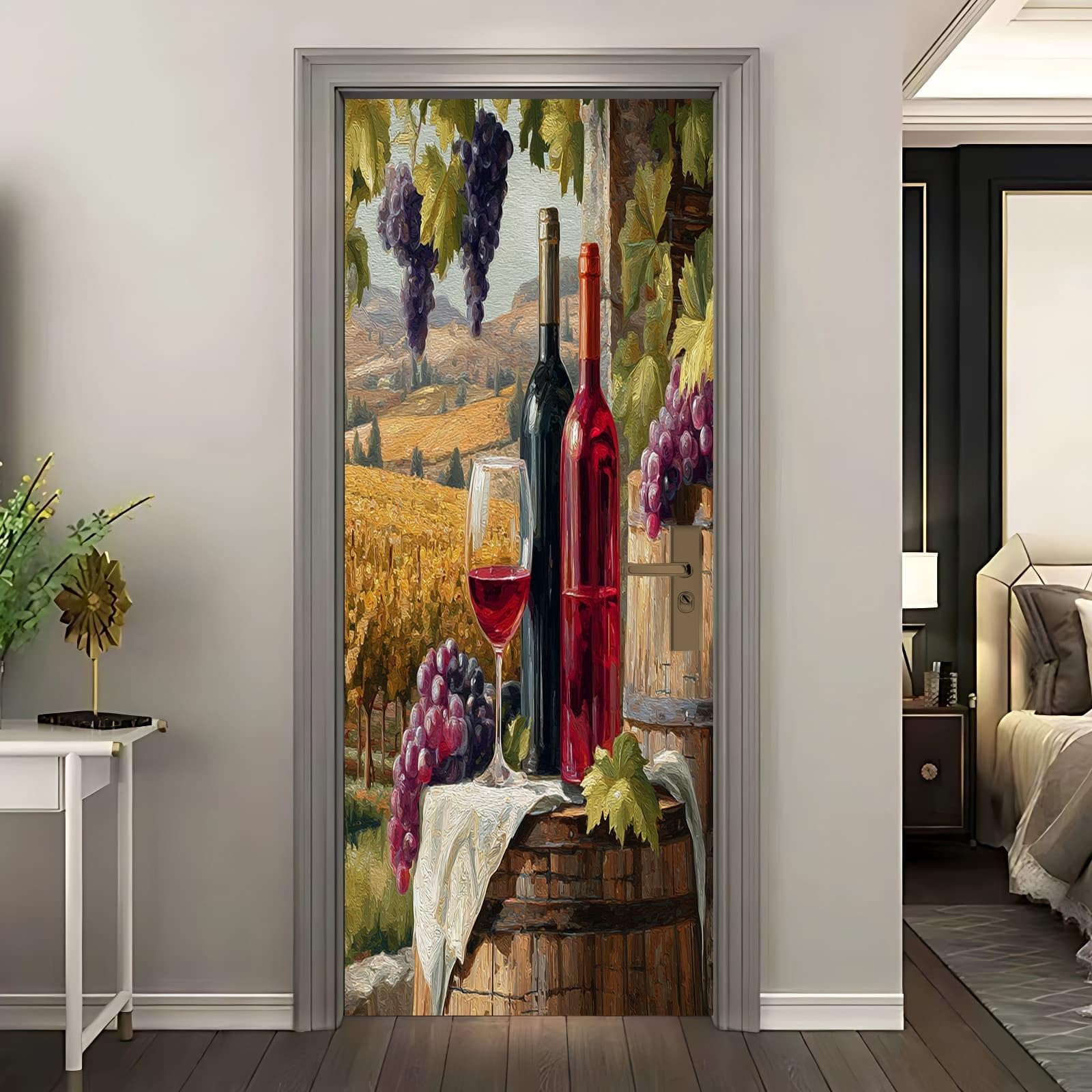 Sticker porte 3D paysage viticole papier peint décoration maison 90x200