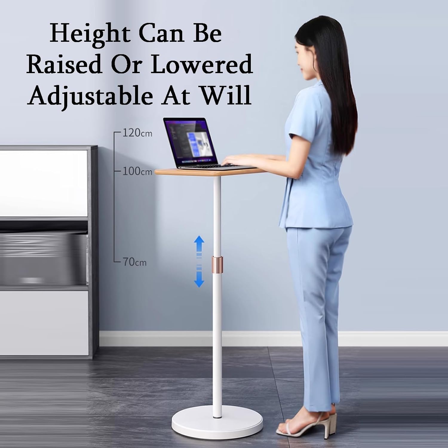 Laptop Floor Stand,Convenient Standing Workbench,Adjustable Lifting Table Stand,Suitable for Home Outdoor Office,Easy to Move(White)