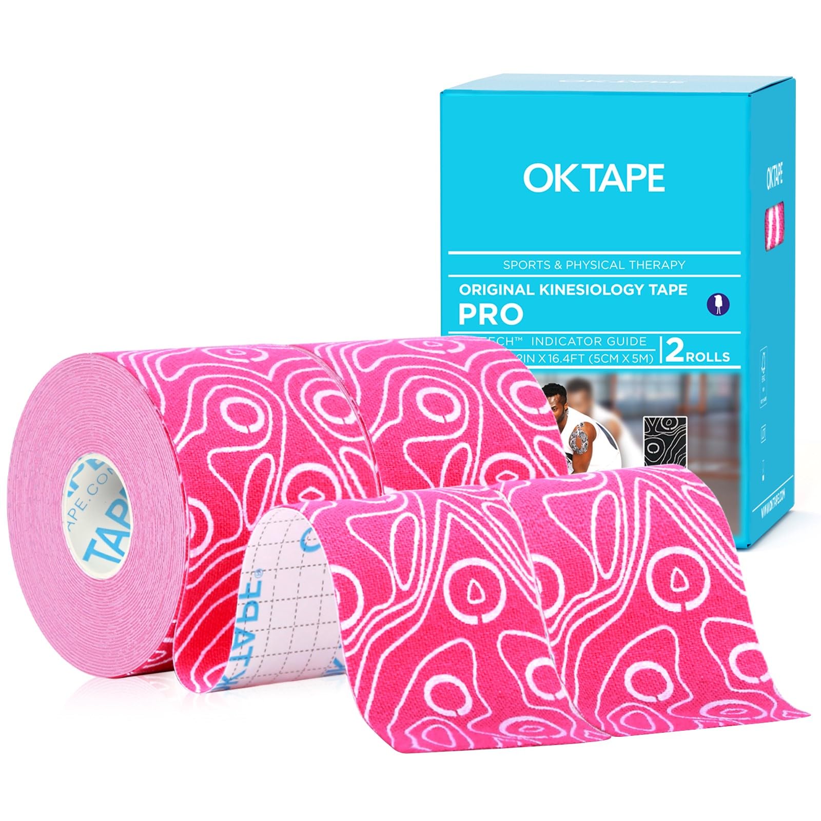 OK TAPE PRO Kinesiology Tape Uncut Roll Elastic Physical Therapy Athletic Tape for Pain Relief Muscle Support Kinetic