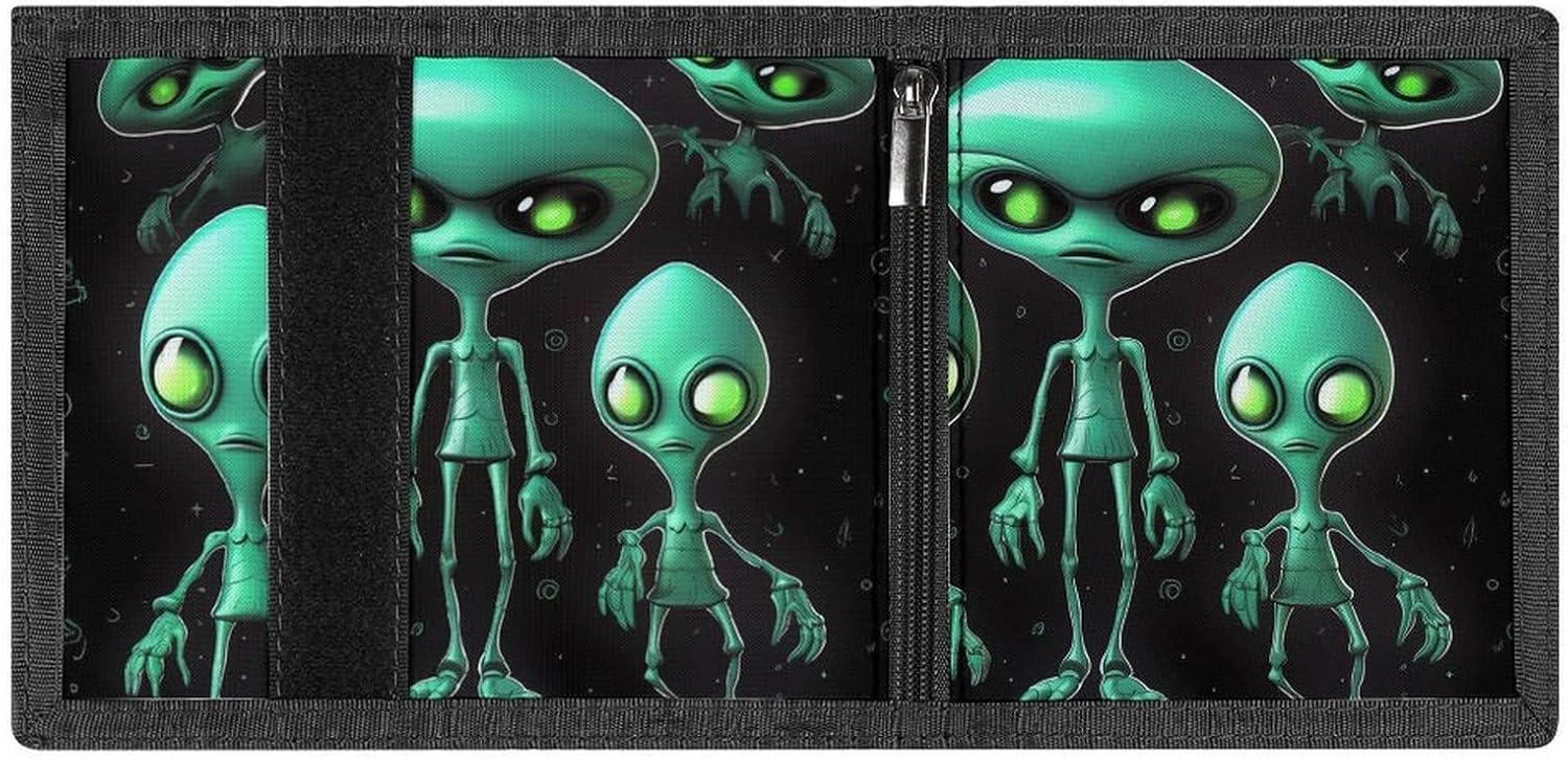 Aliens Trifold Wallet for Men, Slim Money Clip image 4