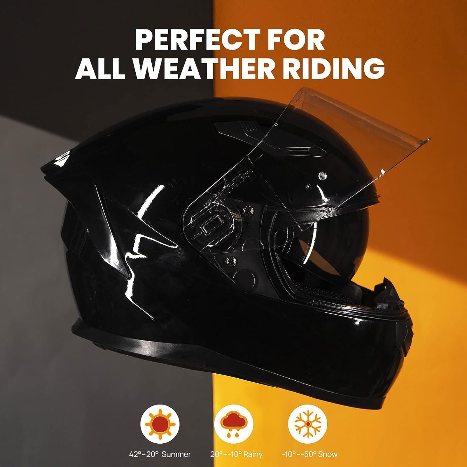 Kask motocyklowy Bluetooth z osłoną przeciwsłoneczną Kask motocyklowy pełnotwarzowy z homologacją DOT/ECE, kask motocyklowy dla dorosłych Kask motocyklowy modułowy (C L)