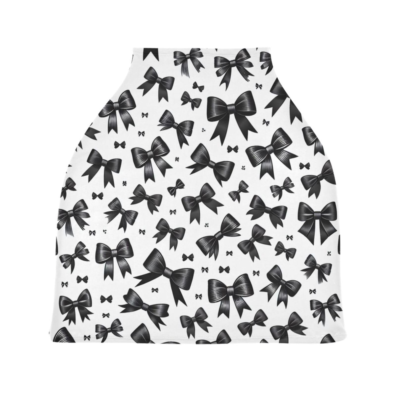 Nesatuwa Baby Car Seat Cover Black Ribbon Bows Breastfeeding Covers Stretchy Breathable Multi-Use Cover Carseat Canopy for Girls and Boys