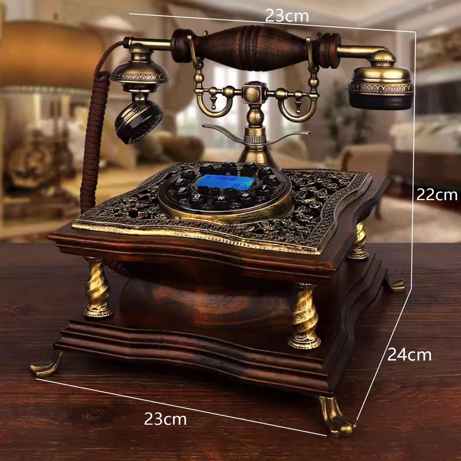 HJMMWT Klasyczny telefon retro w stylu vintage, przyciskany telefon przewodowy, staromodny telefon stacjonarny