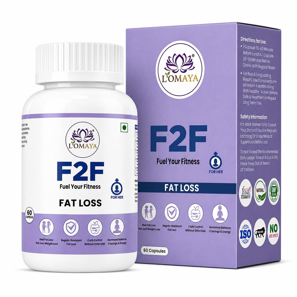 f2f | women's fitness supplement | natural fat burner with 22 natural actives | metabolism boost, thyroid & hormone balance support, carb control, gut health support | 66 vegan capsules | long lasting results