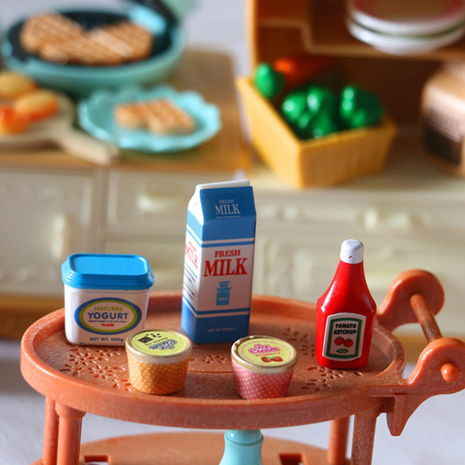 5Pcs Safe Resin Miniature Play Food Ketchup Ice Cream Yogurt Figurine for Imaginative Play Doll House Accessories Collectible Miniatures — view 3