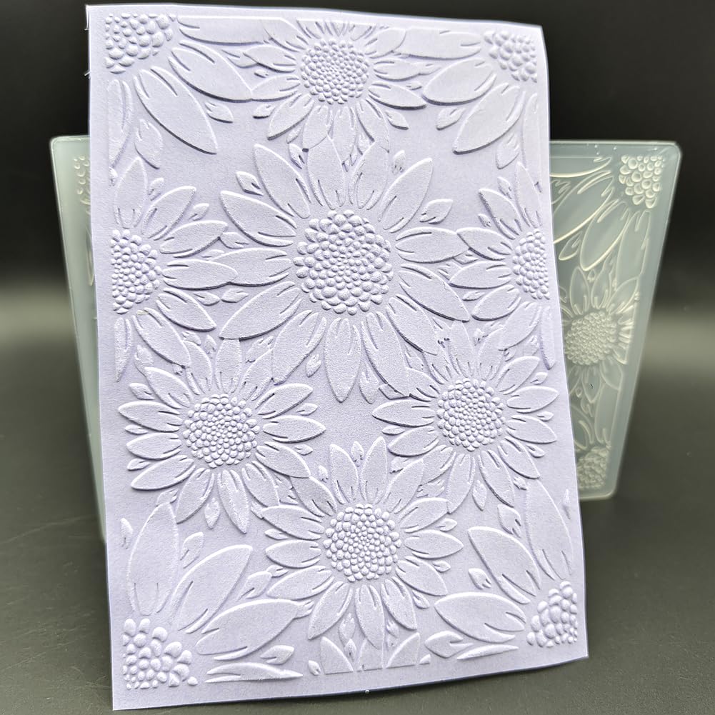 Plastic Embossing Folder (5 Inch x 7 Inch | Big Flowers Pattern) Paper Crafts Plastic Textured Impressions for Card Making Scrapbooking