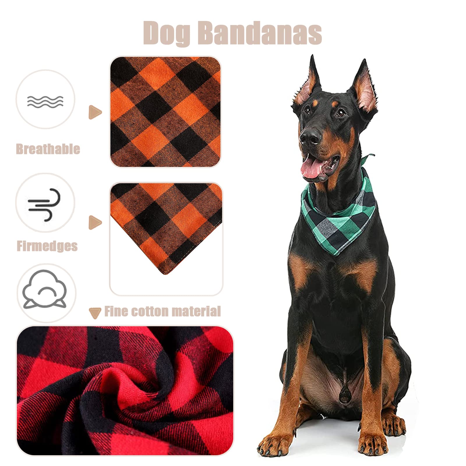Lot De 2 Bandanas à Carreaux Pour Chien - Foulards Triangulaires De Noël Réglables Pour Chiens De Petite Et Grande Taille, Chiots Et Chats, Tartan Classique Rouge Et Vert Pour Noël, Vacances