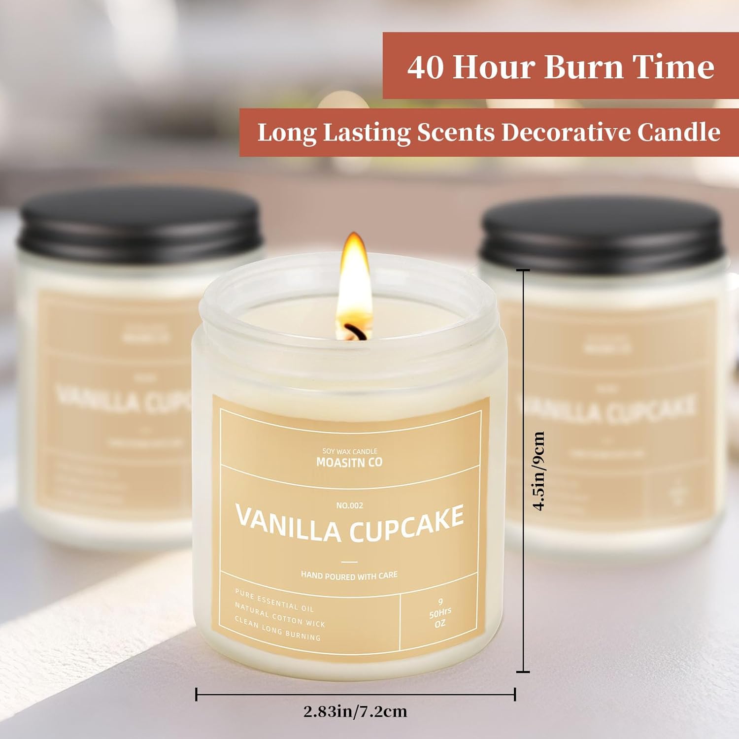 Vanilla Cupcake Candle for Home Scented| Natural Soy Non Toxic Candles| Long Clean Burning Aromatheraphy Jar Candel| Women,Men Gift for Autumn,Winter, Halloween,Thanksgiving,Relaxing| 9oz - Image 4