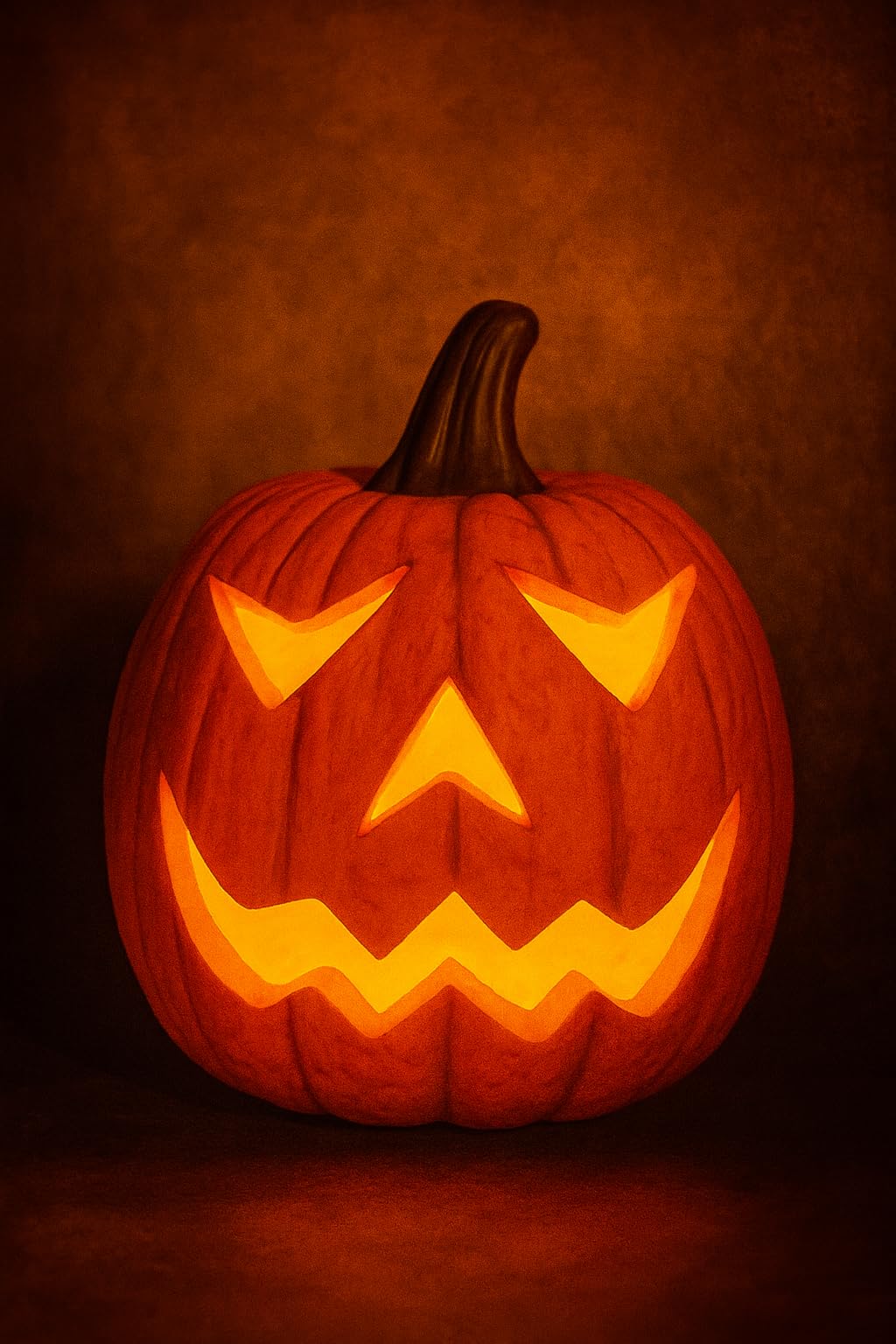 Herbstdeko Halloween Kürbis mit LED – Polyresin, 29 x 33 cm, warmweiß