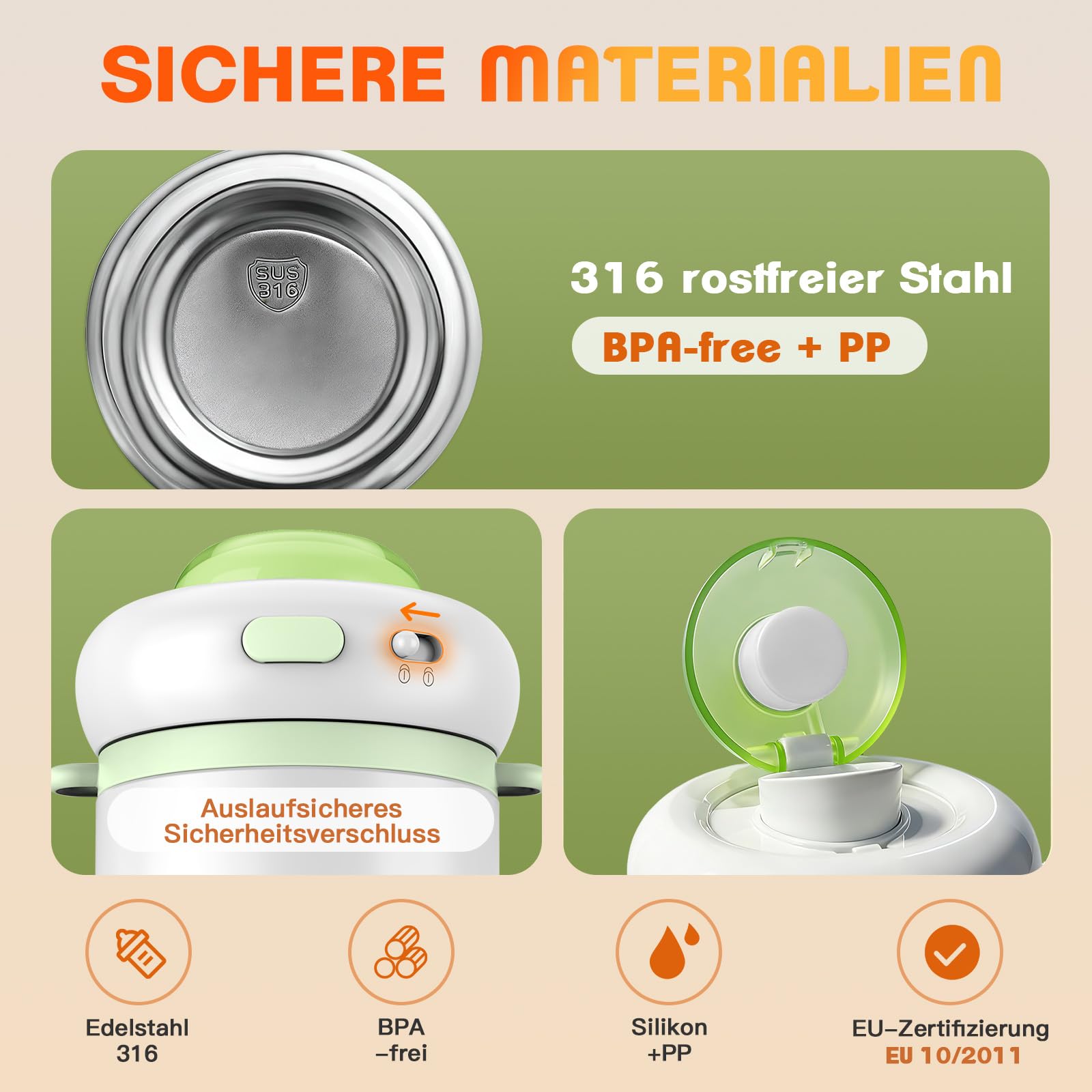 Chauffe-Biberon Portable ±1°C, Réchauffeur de Lait 500ml | Chauffe en 3 min, autonomie 8h, modes TDS & stérilisation, anti-fuite anti-sèche sans BPA idéal nomade