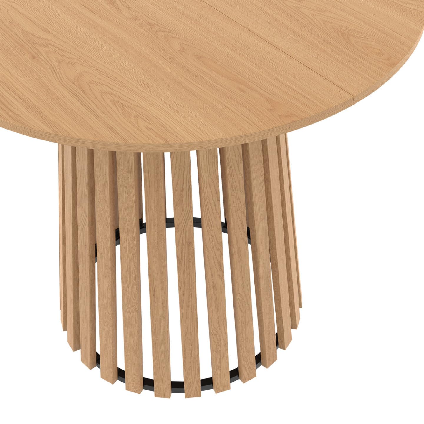 IDMarket - Tavolo da pranzo rotondo per 6 persone CARMEN con gambe a doghe in legno e piano in legno da 80 cm