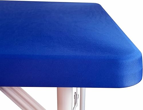 Miniatura 4 de Paquete de 2 fundas cuadradas elásticas de elastano para mesa de cóctel, manteles cuadrados elásticos color azul, 34 x 34 pulgadas