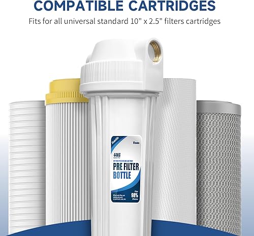 Miniatura 4 de Carcasa de filtro de agua para toda la casa, se adapta a filtros de sedimentos de 10 x 2.5 pulgadas, etc. para agua de pozos y ciudades, sistema de