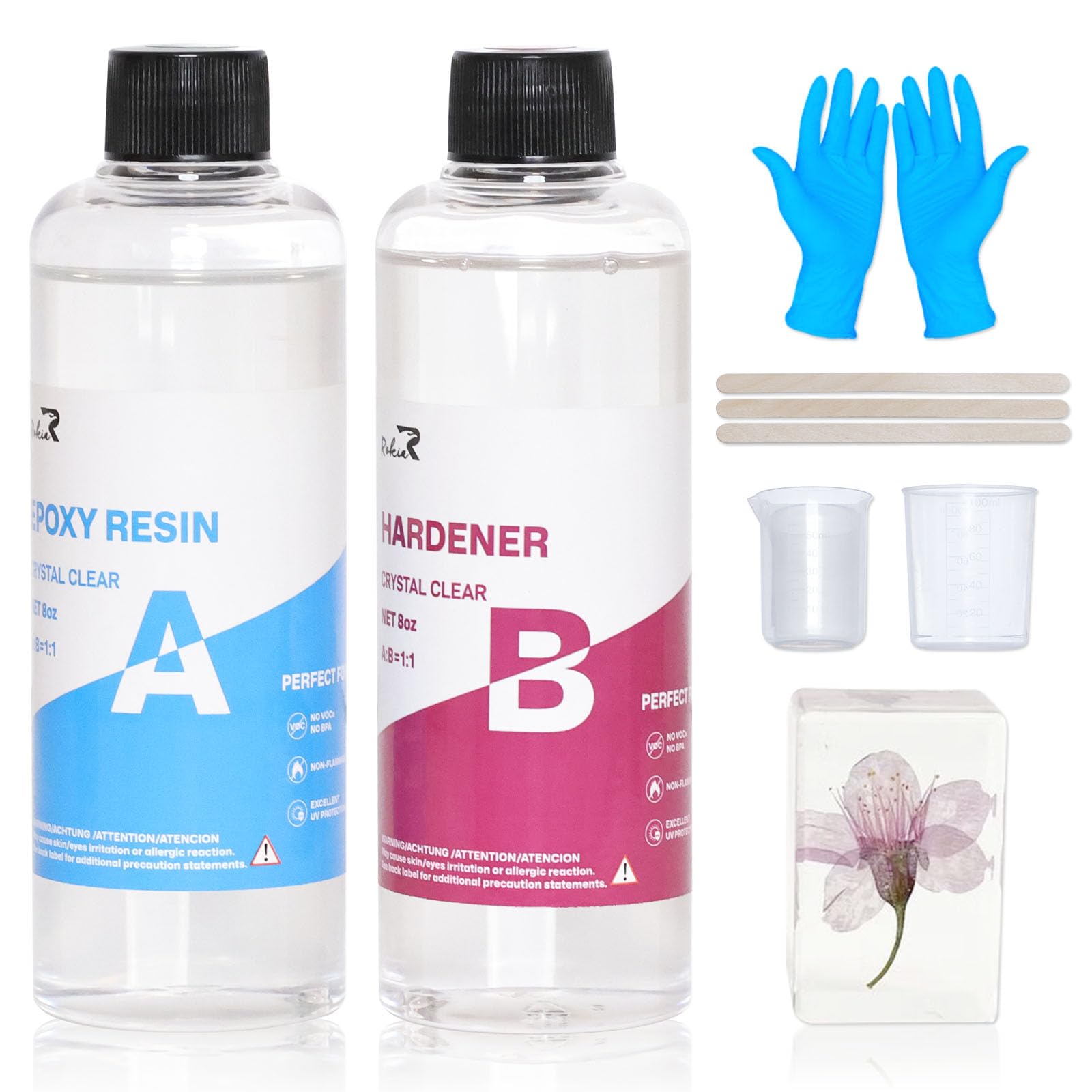 Epoxy Resin Kit 17.6OZ, Bubbles Free Self Leveling Resin Epoxy Supplies, Complete Set with Silicone Mold and Tools Premium Resin and Hardener Mix 1:1 for Tabletop, Jewelry Making, Art DIY