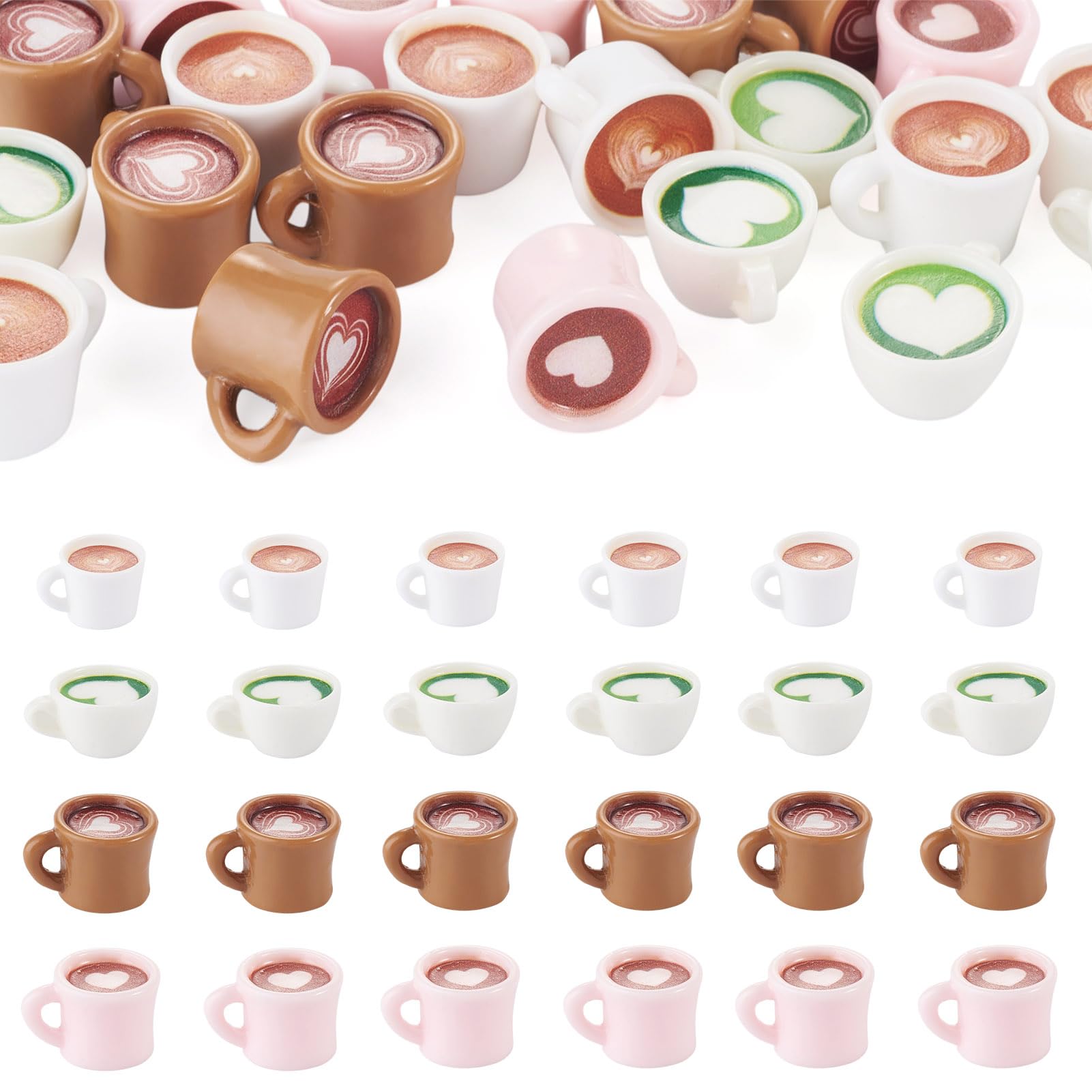 Cheriswelry 24Pcs Resin Coffee Miniatures Coffee Cup Resin Ornaments