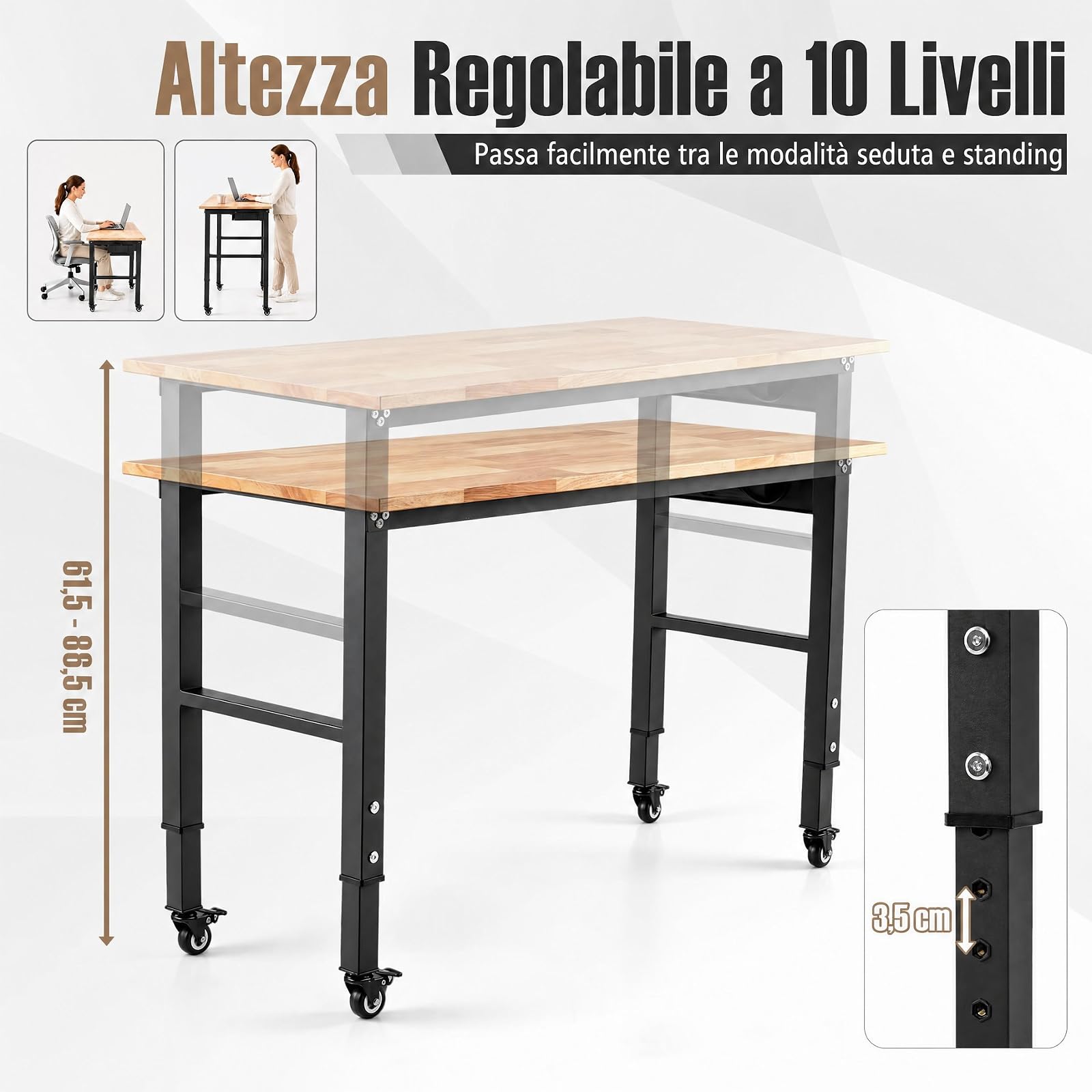 COSTWAY Banco da Lavoro Officina in Metallo 116 x 50 cm, Portata 635 kg