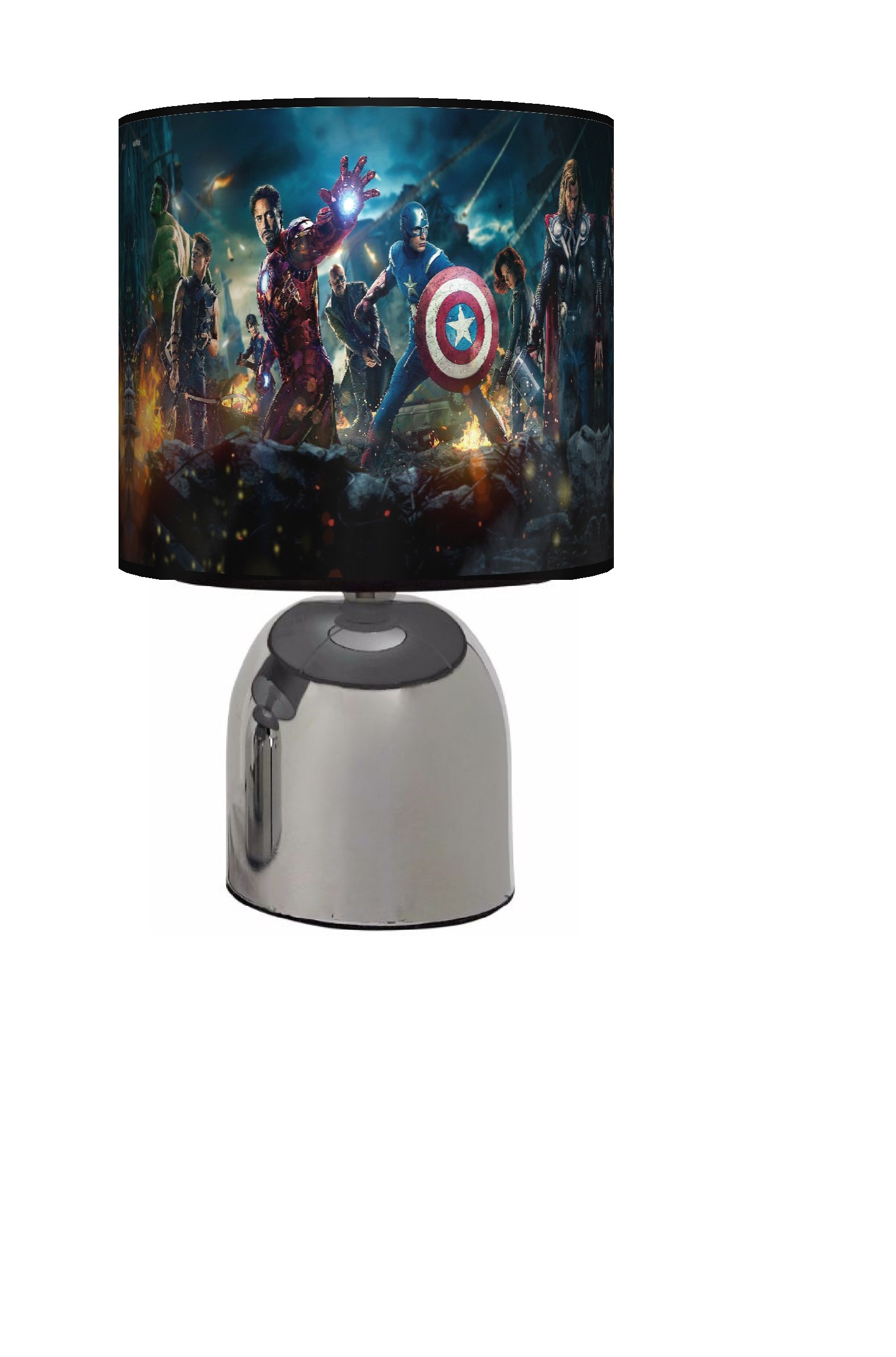 Avengers - Bedside Touch LAMP - Boys Bedroom Light/LAMP Shade. Mains Operated (UK Plug)