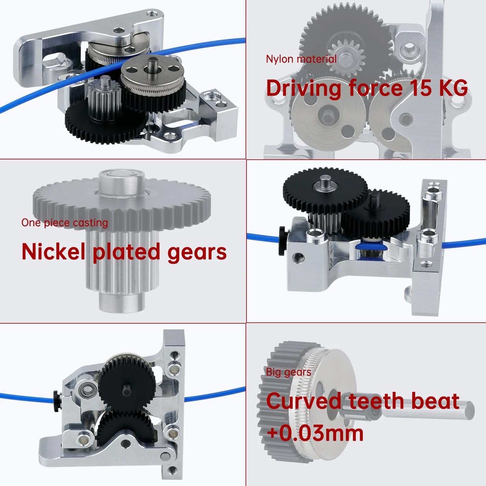 Kompatibel for VORON HGX LITE Dual Gear Extruder for CR10 CR10S Ender 3 V2(Red Extruder)