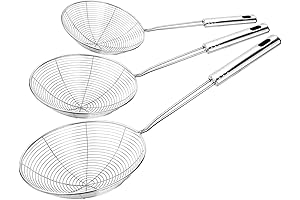 Hiware Large Spider Strainer Skimmer & Frying Spatula - 3-Piece Stainless Steel...