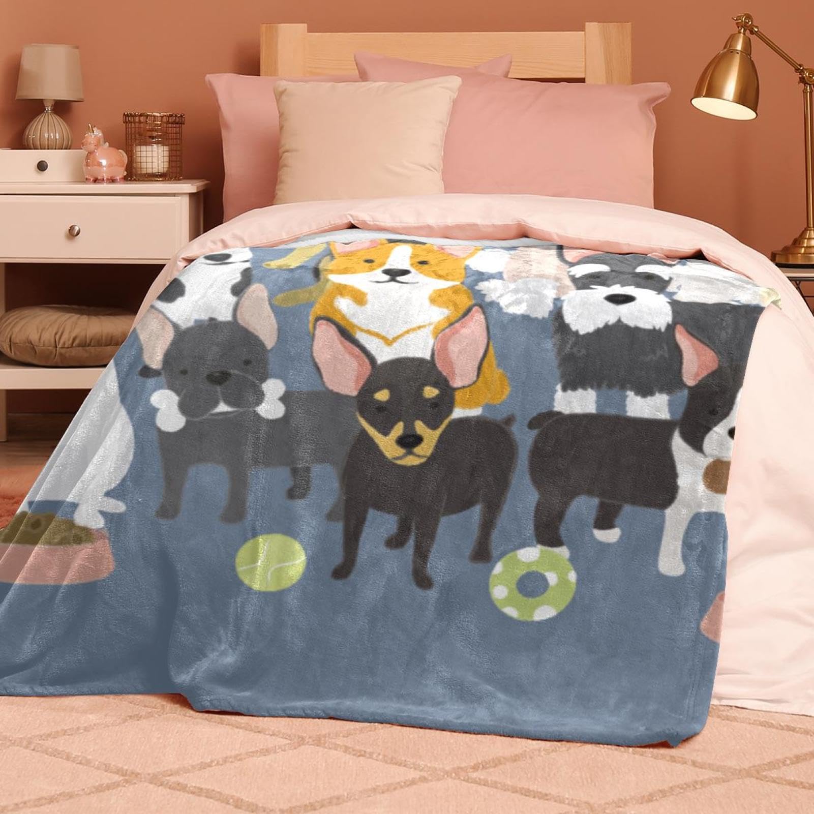 Couverture Polaire Chiens Mignons Couverture Microfibre Chaude Et Douce Jeté De Canapé Couverture 150×200cm