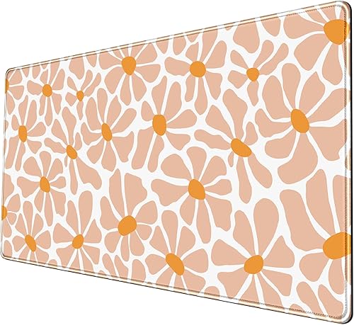 Miniatura 8 de Alfombrilla de escritorio con diseño boho a cuadros, estilo retro en color beige, tamaño XL - 31.5x15.7 pulgadas - Alfombrilla de mouse de