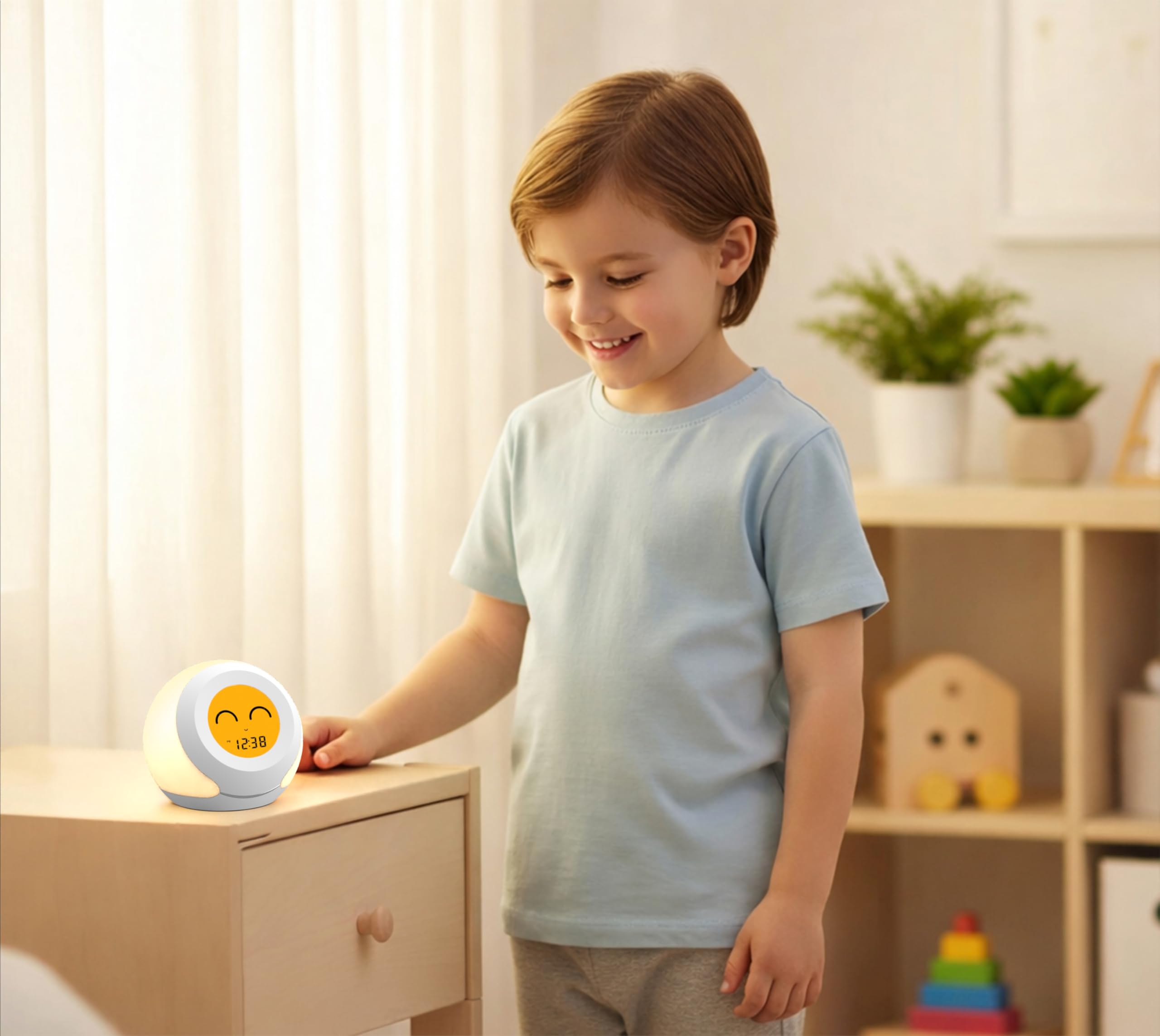 iTOMA Thermomètre pour Chambre d'enfant, Hygromètre et Expressions Faciales Mignonnes, Sélection de Lumières Colorées, Gradateur à 4 Niveaux, Moniteur de Température Intérieure, écran LCD 915