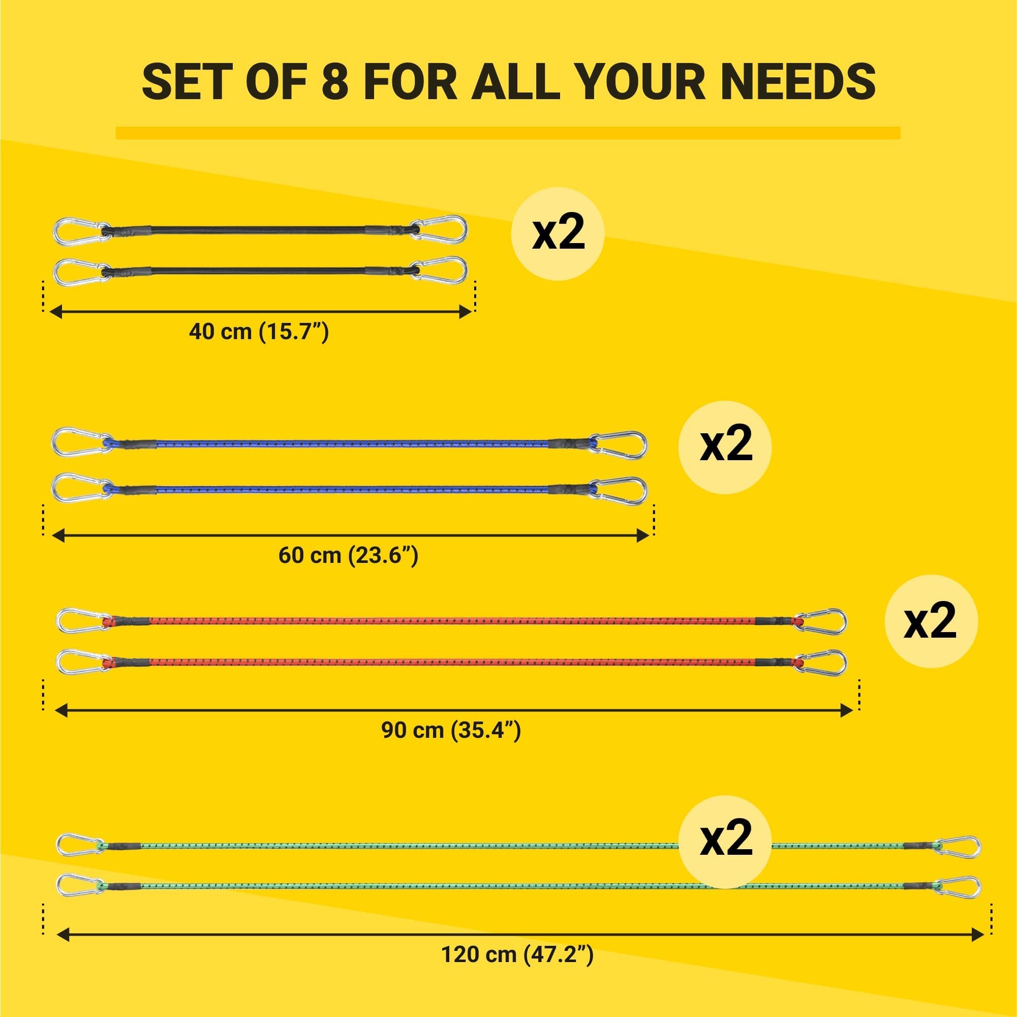8 Pièces Tendeur Velo, Sangle Elastique,40/50 Cm Tendeur Voile
