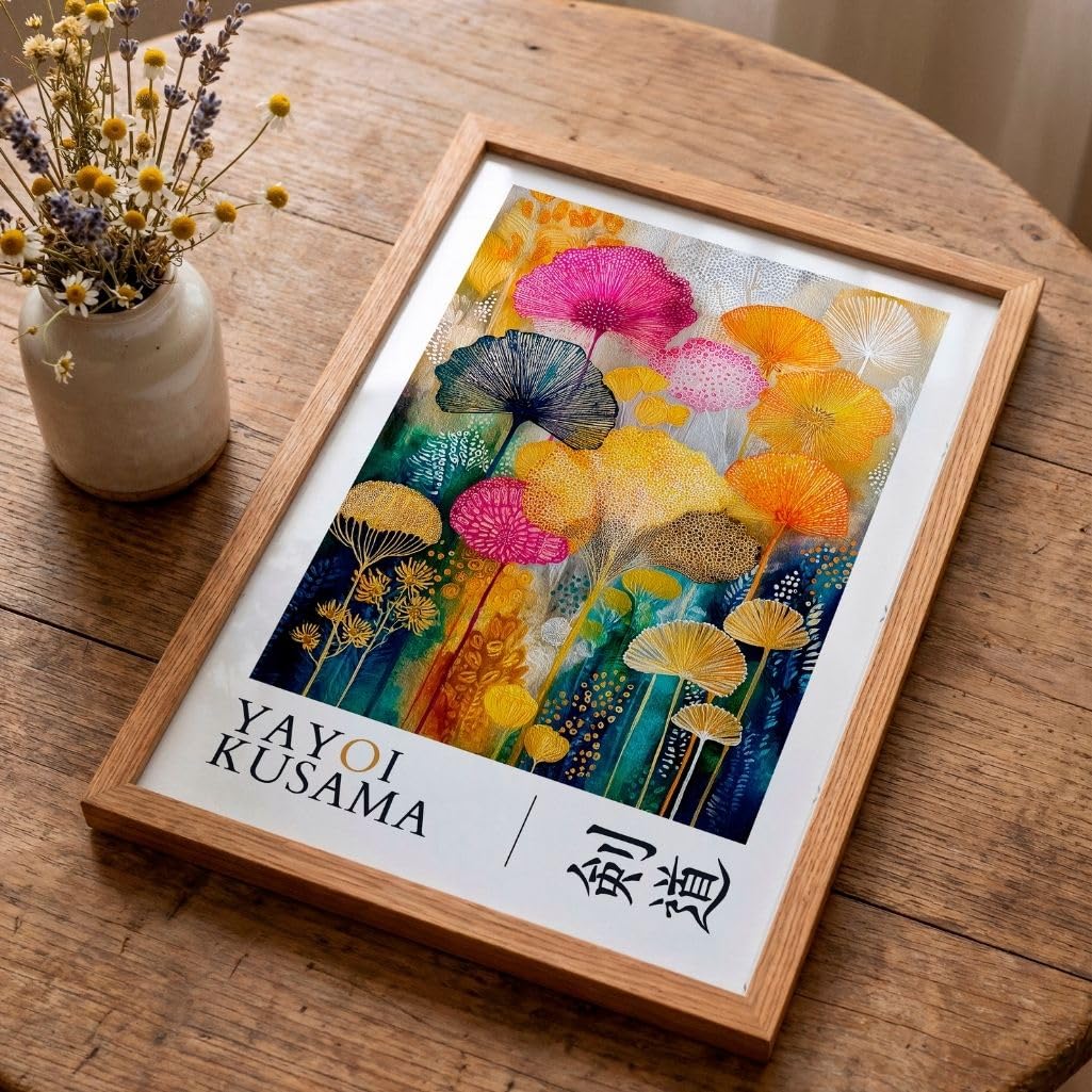 ARTINSPIRIO Yayoi Kusama Inspiriertes Botanisches Poster, Bunt, Ohne Rahmen, Kunstdruck (50x70 cm)