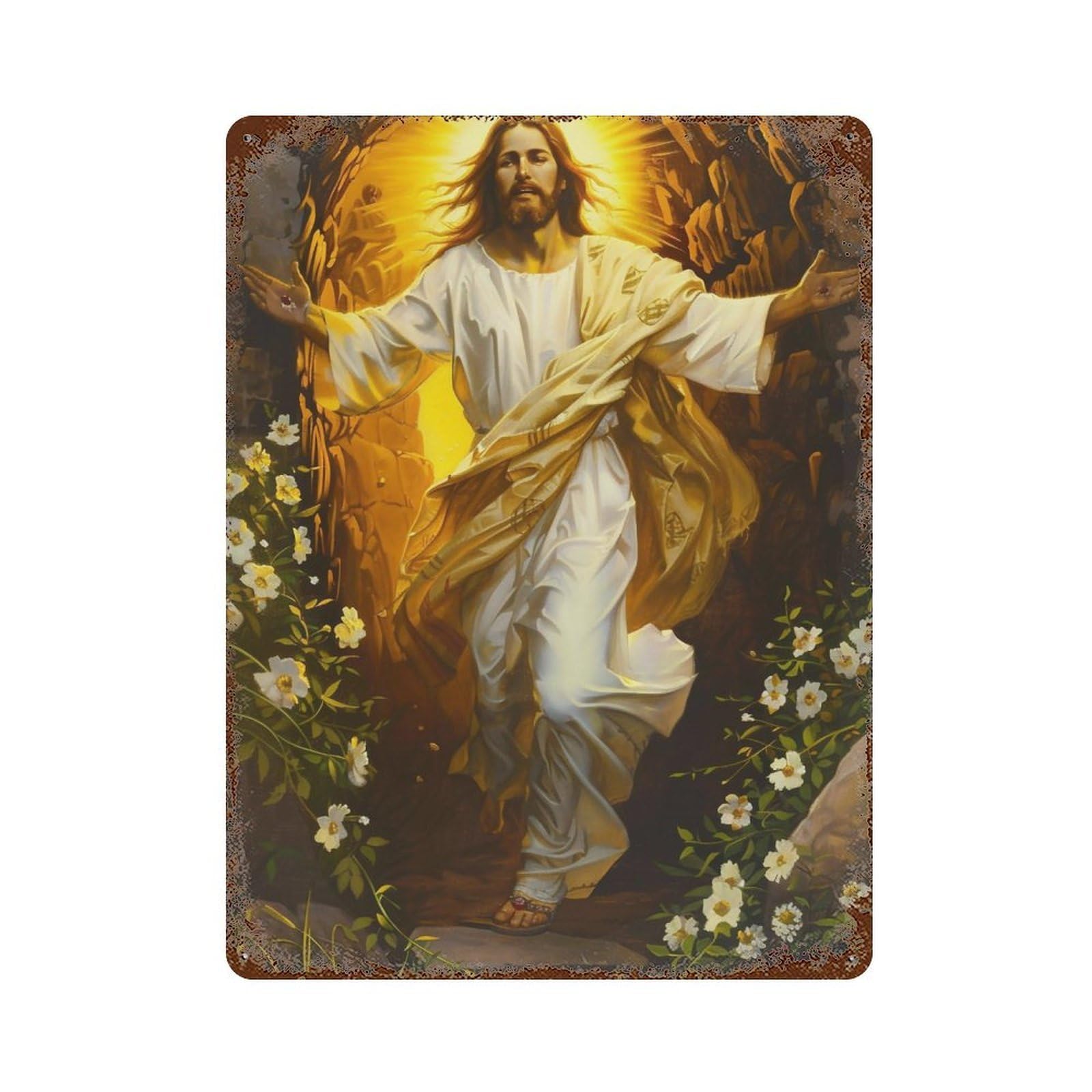 YHGERTKU Resurrection of Jesus Christ 02 Wall Art Retro Iron Vintage Metal Tin Sign Poster Modern Decor for Living Rooms Gift 40x30cm