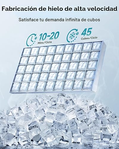 Miniatura 3 de EUHOMY Máquina Comercial de Hielo, Máquina de Hielo de Acero Inoxidable de 100 lbs/24H Bajo Mostrador con Capacidad de Almacenamiento de Hielo de 33