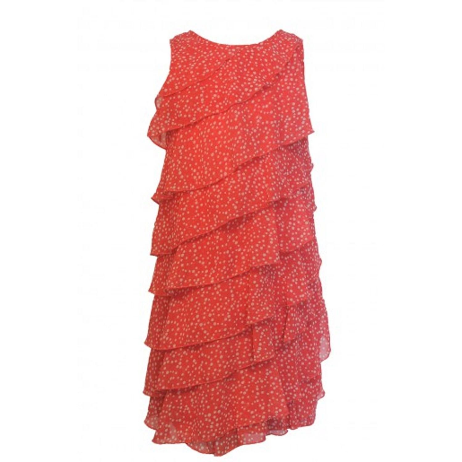 Mädchenkleid Festkleid gepunktet, rot, Größe 134