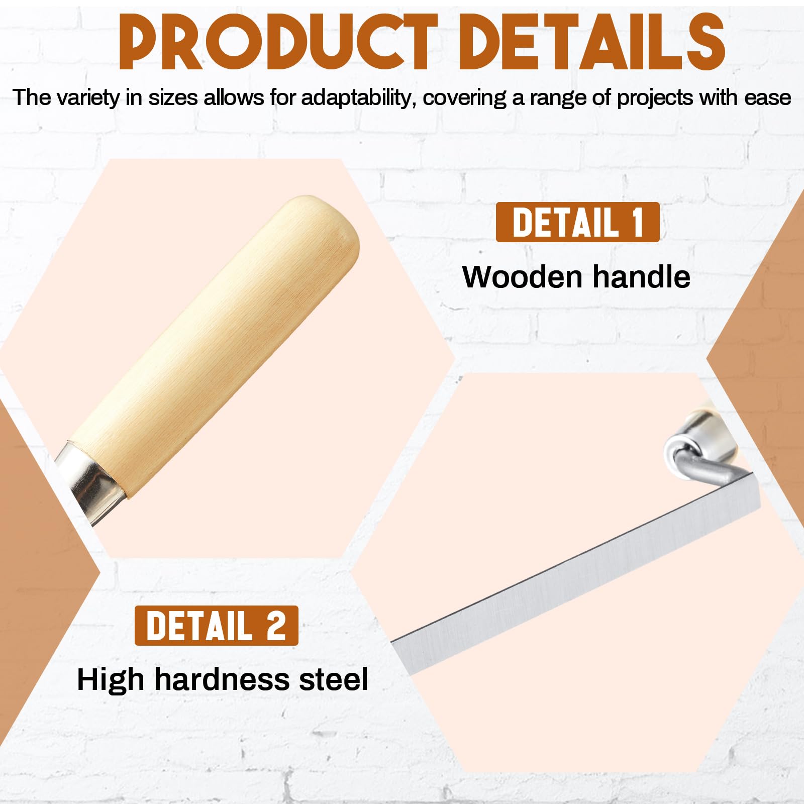3 Pcs Pointer Trowel, 6-3/4" by 1/4", 3/8", 1/2",Wood Handle — Amazon image 3
