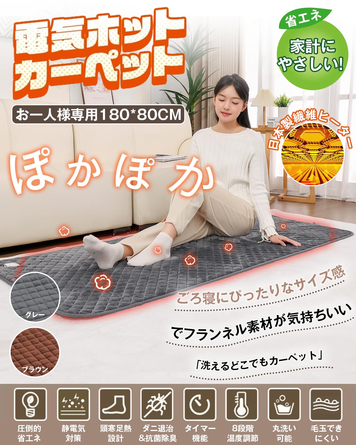 Amazon.co.jp: Electric Carpet, Hot Carpet, 2025 Release, 8