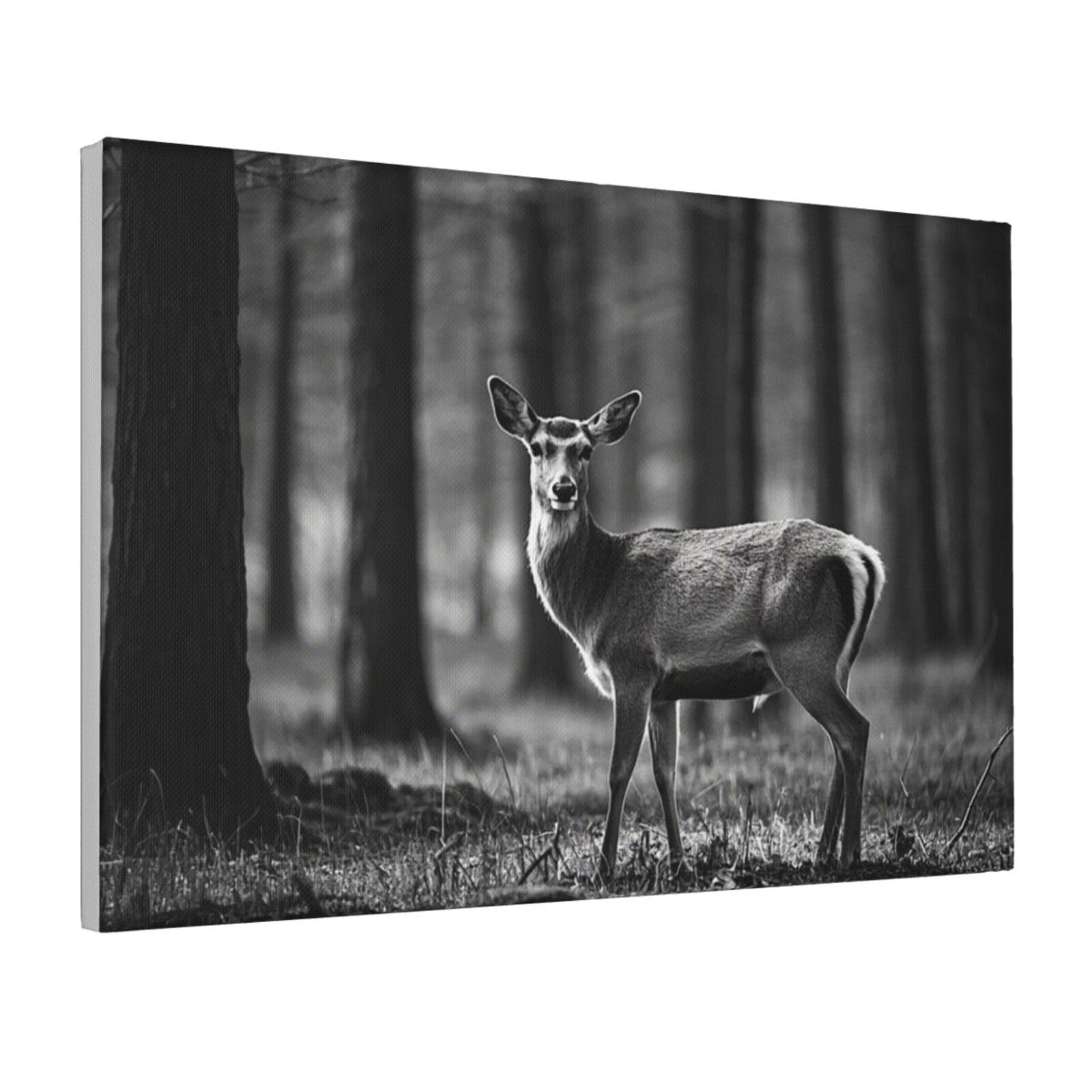 Framed Wall Art for Living Room Art Work, Forest Deer Wildlife Picture Prints Modern Office Wall Paintings Poster Aesthetic Wall Decorations for Home Decor Ready To Hang 16"x24"