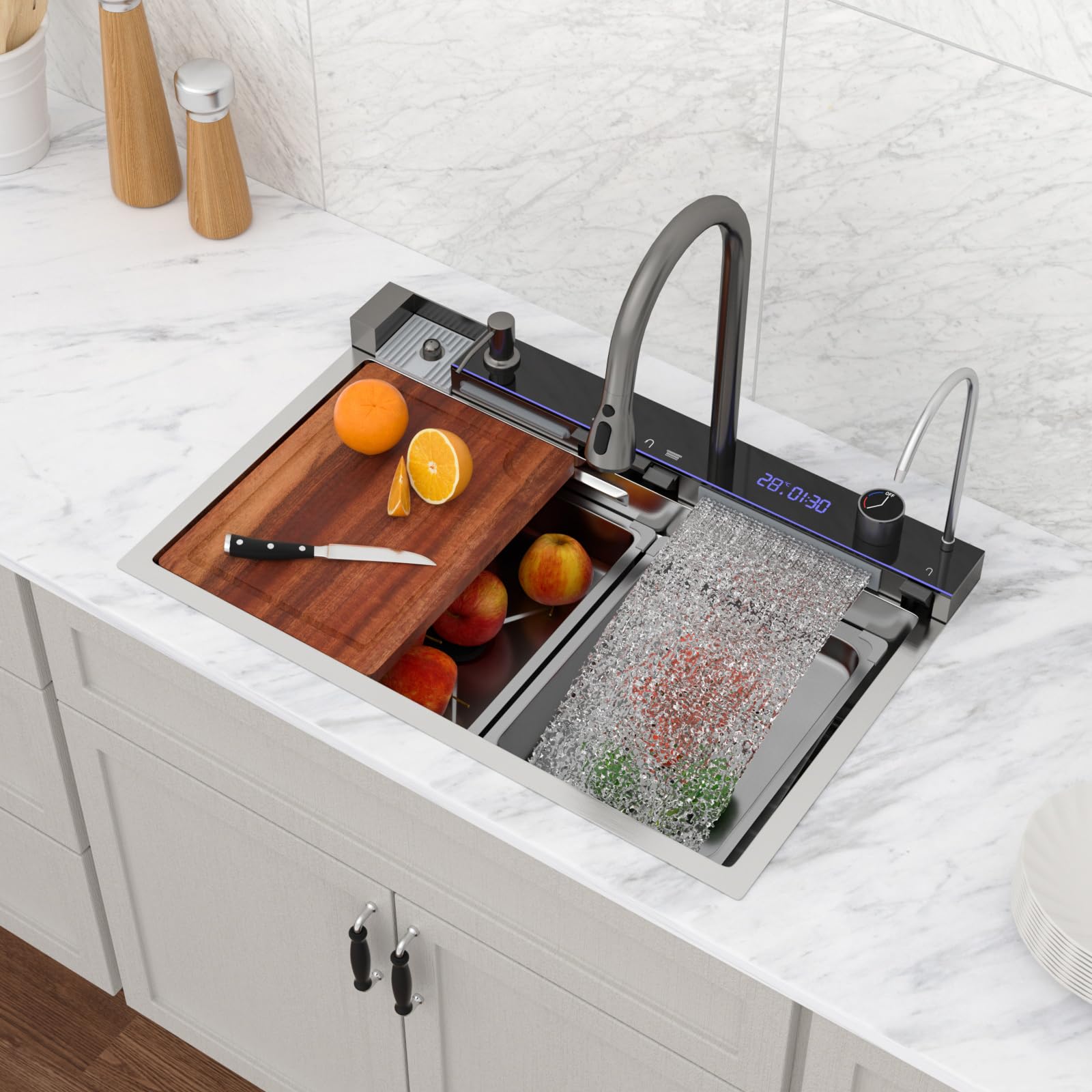 Photo 1 of Logmey 30x19 Inch Single Bowl Waterfall Kitchen Sink