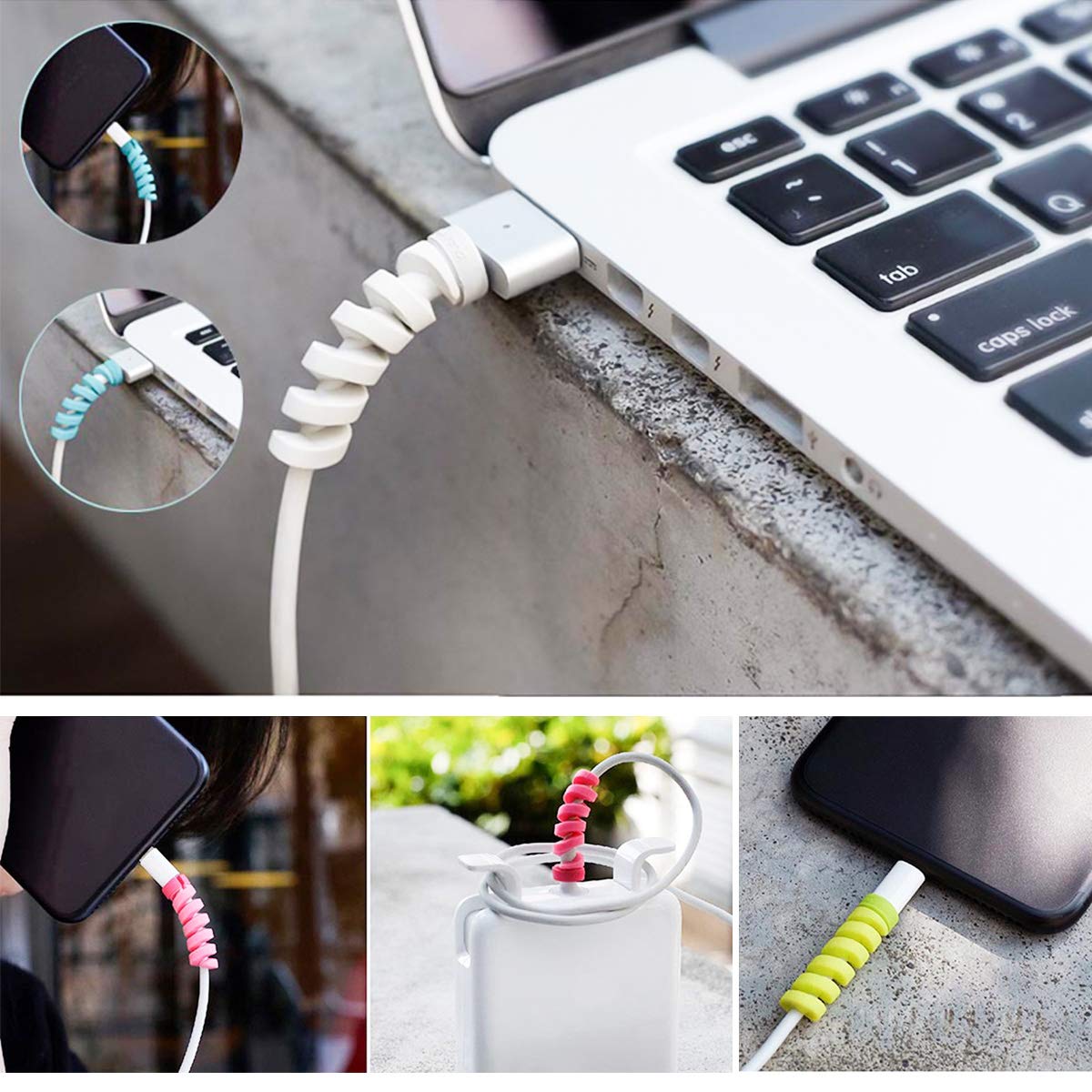16 Pezzi di Protezione per Cavo di Ricarica per Cavo di Ricarica per Caricabatterie di Tipo C Caricabatterie per fulmini tutti i telefoni cellulari cavi di ricarica cavo per mouse cavo USB