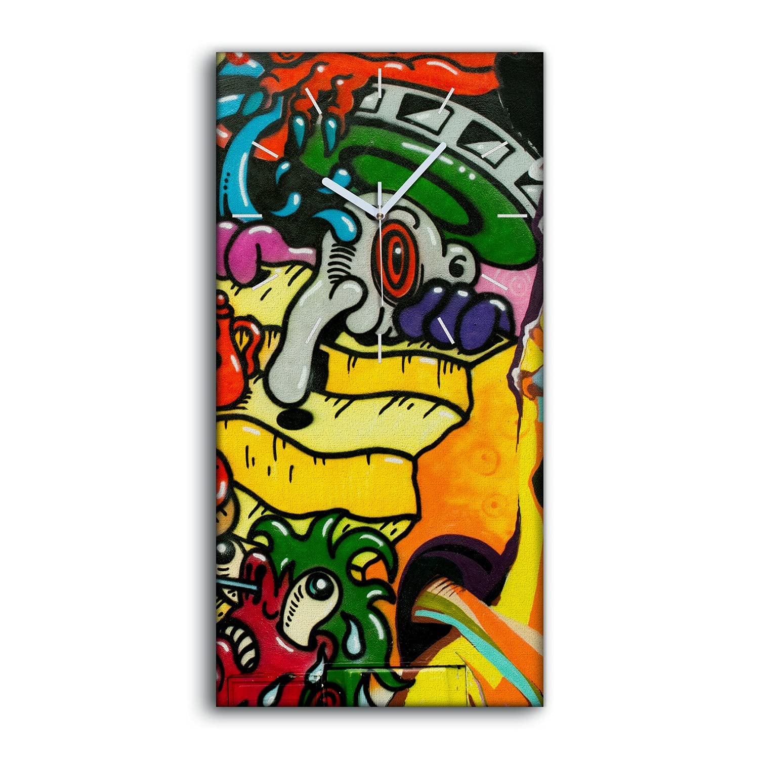 Horloge sur Toile Salon Graffiti Urbain Décoration Murale pour Chambre d'Ado Tendance
