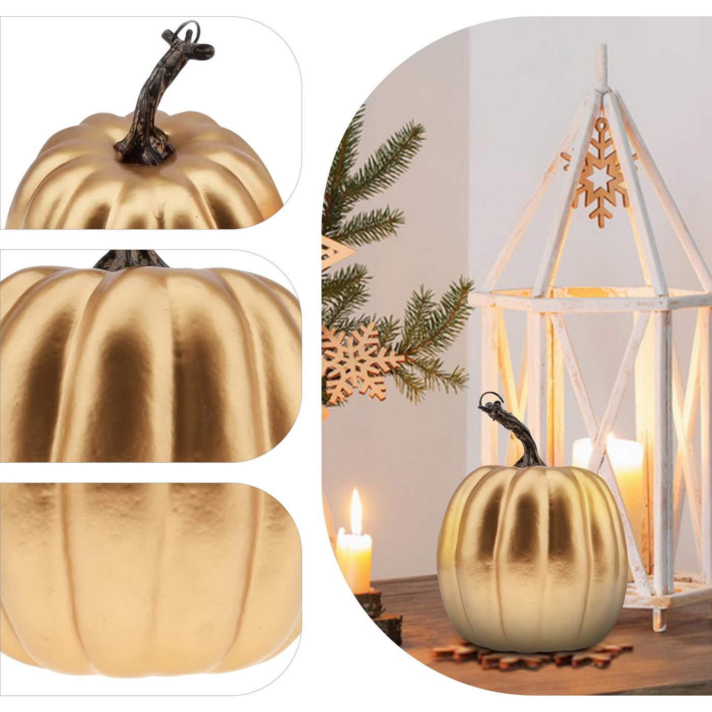 Woration 15 pollici artificiale finta zucca dorata decorazione finto vegetale realistico modello alimentare per autunno raccolta Halloween giorno del Ringraziamento abbellimento e visualizzazione
