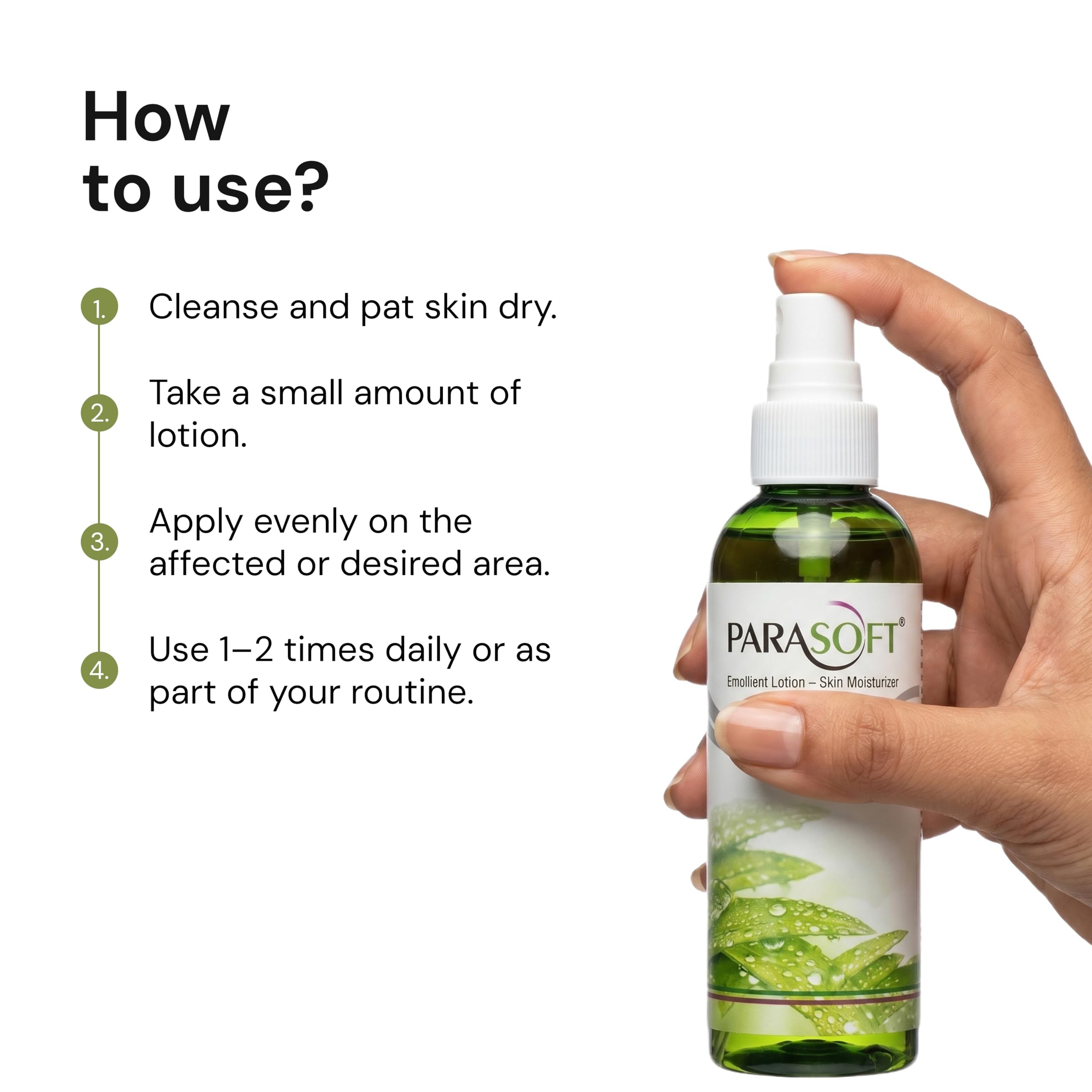 Parasoft Emollient Lotion for Face & Body - 100 ml β Lightweight Skin Moisturizer for Daily Hydration | Non-Greasy, Fast Absorbing Lotion for Soft & Smooth Skin 4